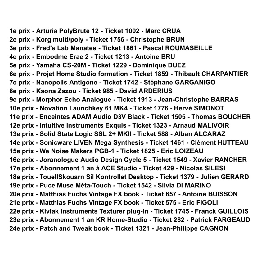 SynthFest France - Tombola